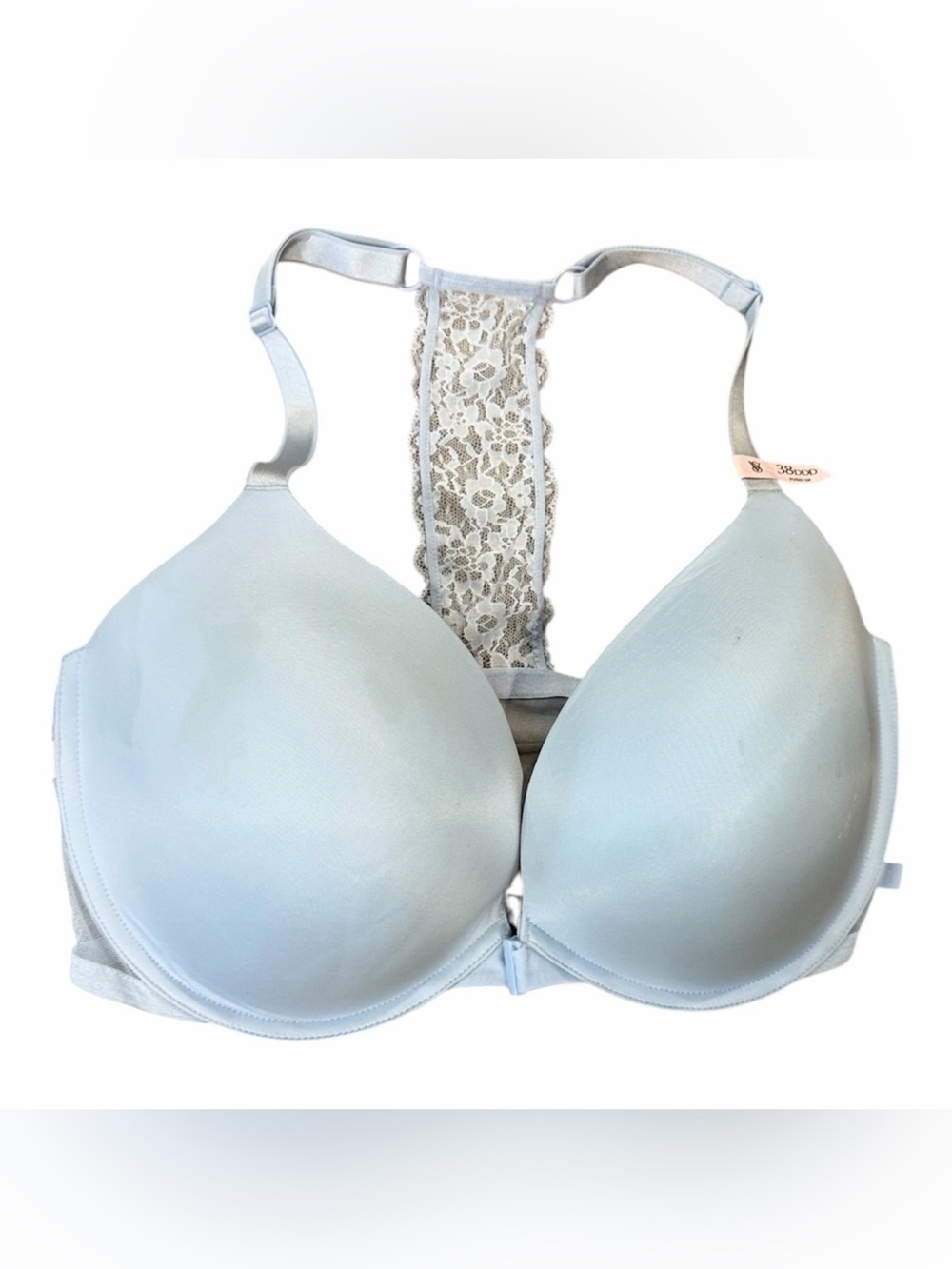 Victoria Secret light blue front snap  padded push up bra size 38DDD NWT